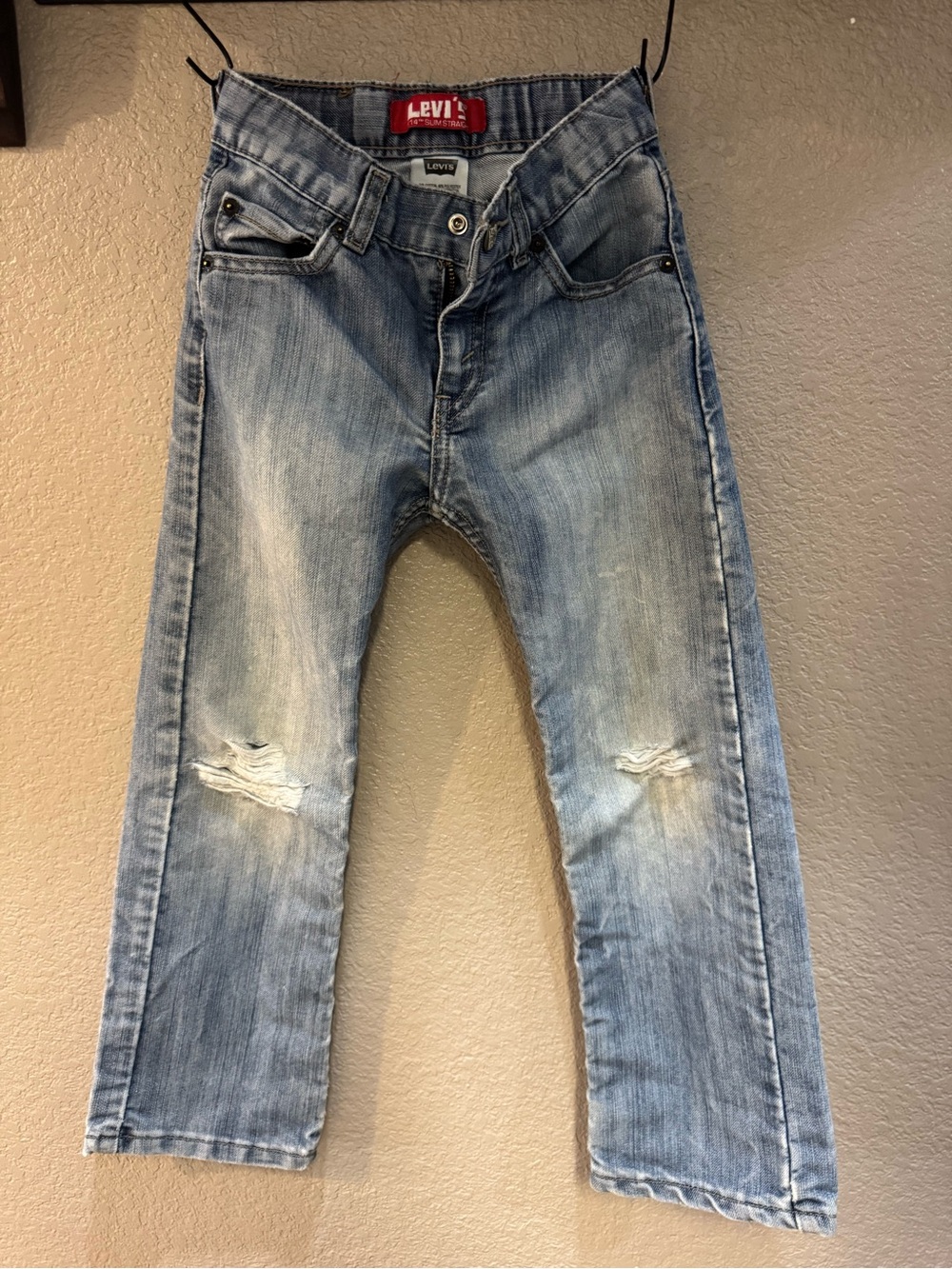 Levi's kids Light Blue Straight Jeans with Knee Distress